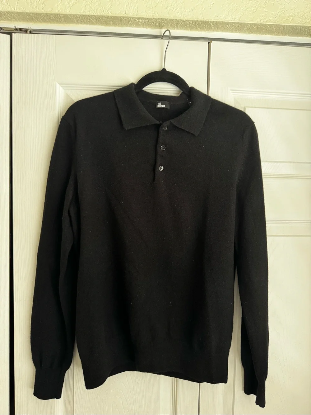 The Kooples Black V-Neck Polo Sweater